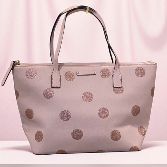 kate spade Handbags - Beautiful Kate Spade Hani Haven Lane Plum
Dawn Pink Polka Dot Handbag NWT